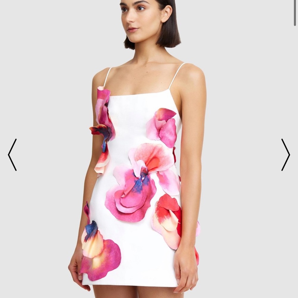 Acler White Dress with Pink Floral Design